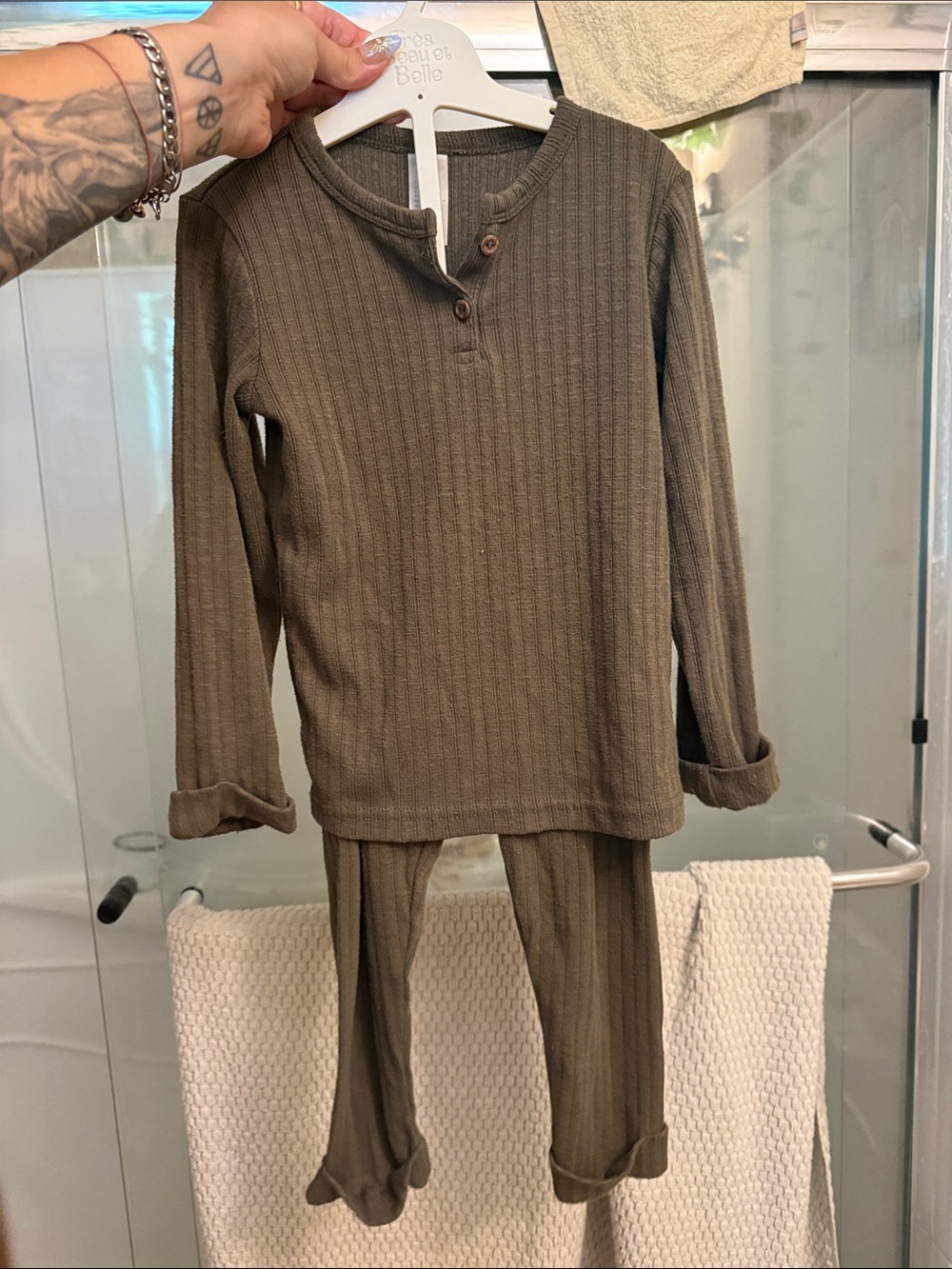 H&M Kids Ribbed Knit lounge wear - Army Green